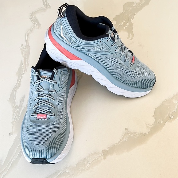 Hoka One One Shoes - Hoka One One Bondi 7 Blue Fog / Ombré Blue Mesh Running Sneakers Women’s Sz 9